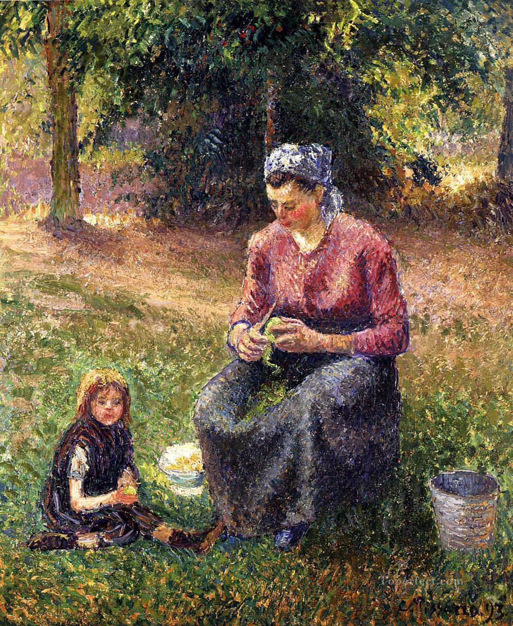 農民の女性と子供の時代 1893年 カミーユ・ピサロ油絵